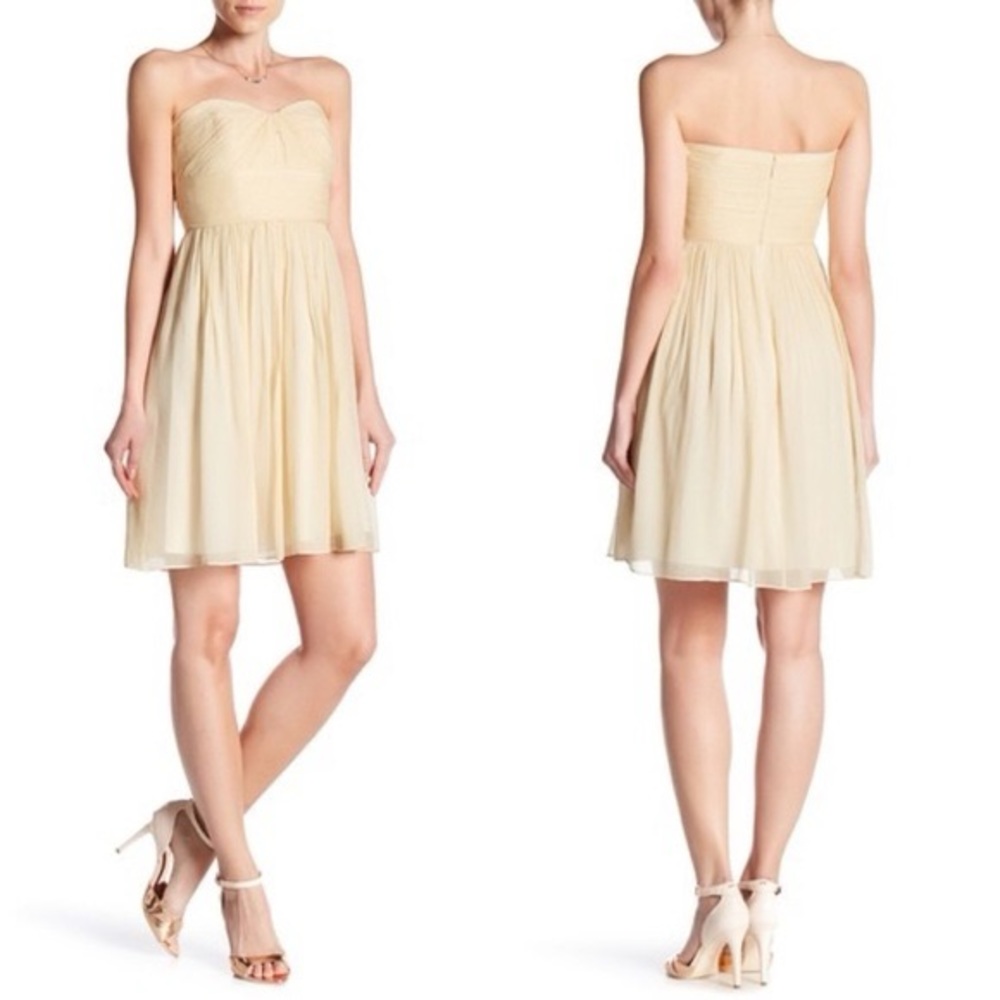 Champagne gold silk chiffon JCrew Marabella dress. Worn once as bridesmaid.